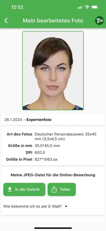 7ID ilovasi: Germaniya pasporti fotosurati