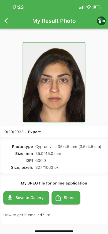 Aplikácia 7ID: Cyprus Visa Photo Background Editor