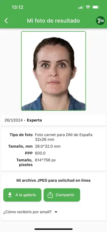 Application 7ID : exemple de photo DNI espagnole