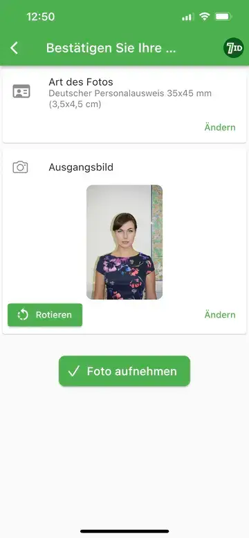 Application 7ID : éditeur de taille de photo de passeport allemand