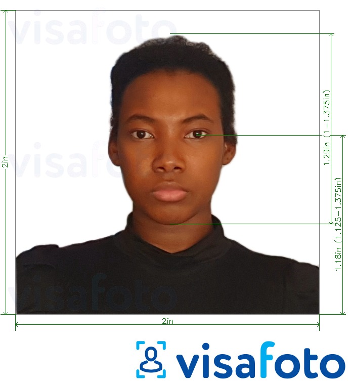 Sýnishorn af mynd fyrir  Austur-Afríka Visa photo 2x2 tommur (Rúanda) (51x51 mm, 5x5 cm) í nákvæmri stærð