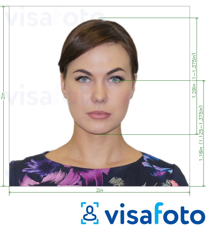 Sýnishorn af mynd fyrir  US Visa 2x2 tommu (51x51mm) í nákvæmri stærð